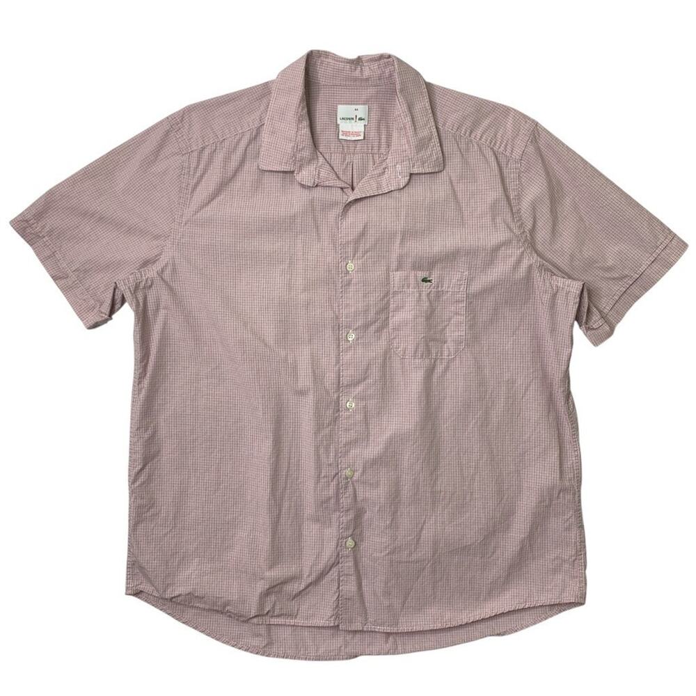 Vintage Lacoste Shirt Mens 44 Multi Cotton Lacoste Short Sleeve Check Button Up
